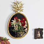 Зеркало овальной формы с золотистой рамкой и декоративной верхушкой в виде ананаса Pineapple Shine  варинант исполнения - 2 | Loft Concept в Брянске