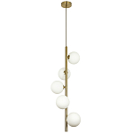 Подвесной светильник с 5-ю сферическими плафонами из матового стекла Pearls Suspension Brass Tube Hanging Lamp варинант исполнения - 2 | Loft Concept в Брянске