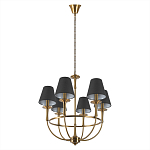 Люстра на металлическом основании бронзового цвета с 6-ю черными конусовидными абажурами Dignity варинант исполнения - 4 | Loft Concept в Брянске