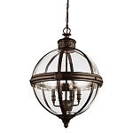 Подвесной светильник бронзового цвета с прозрачным стеклянным плафоном в форме шара в индустриальном стиле на цепи 4 лампы Feiss варинант исполнения - 1 | Loft Concept в Брянске