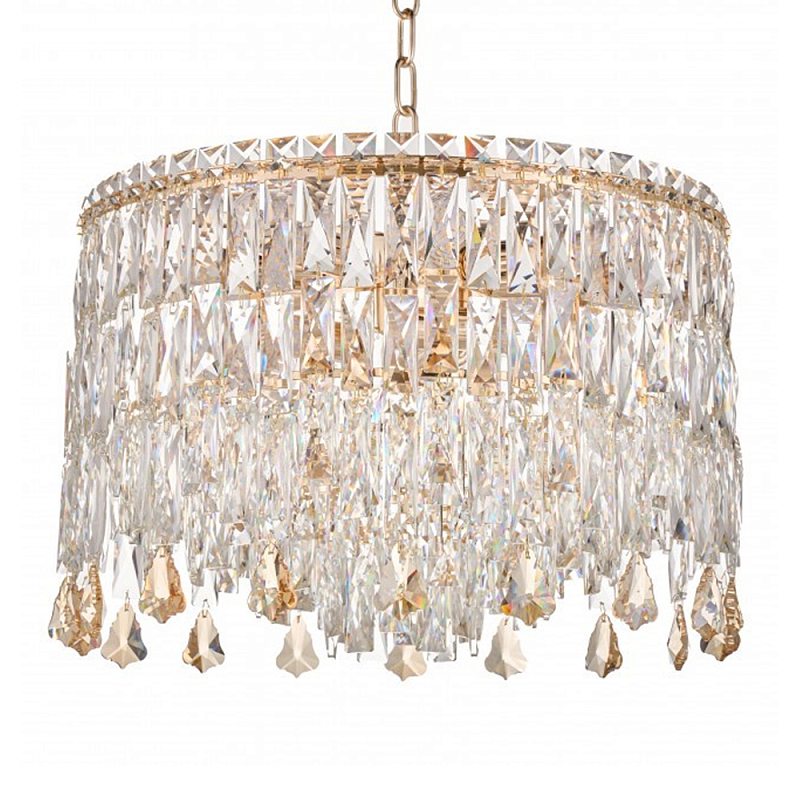 Люстра круглая с хрустальными подвесками на золотистом каркасе Roul Crystal Light Золотой Прозрачный Люстра круглая с хрустальными подвесками на золотистом каркасе Roul Crystal Light Золотой Прозрачный в Брянске | Loft Concept
