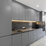 Прямой серый кухонный гарнитур с фрезерованным фасадом Idelle Kitchen Set варинант исполнения - 1 | Loft Concept в Брянске