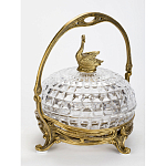 Конфетница из прозрачного рельефного стекла с ручкой и фигуркой лебедя Eden Garden варинант исполнения - 3 | Loft Concept в Брянске