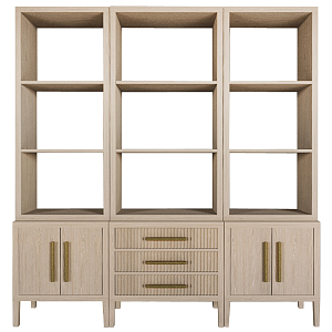 Модульный стеллаж Primo из трех составных элементов Светлый дуб