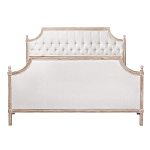 Кровать двуспальная светло-бежевая с основанием из массива дуба с мягким изголовьем Flax Beds варинант исполнения - 1 | Loft Concept в Брянске