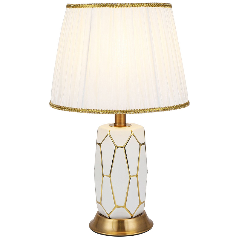 Настольная лампа с абажуром Fiorella Table Lamp White Белый Золотой Настольная лампа с абажуром Fiorella Table Lamp White Белый Золотой в Брянске | Loft Concept