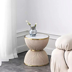 Дизайнерский журнальный стол фактурный с круглой белой столешницей Luler варинант исполнения - 1 | Loft Concept в Брянске