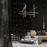 Люстра с 6-ю  пересекающимися цилиндрическими плафонами на тонких тросах Trumpet tube варинант исполнения - 8 | Loft Concept в Брянске