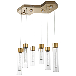 Люстра c 6-ю стеклянными плафонами золото Sparkling Bubbles Tube Gold Hanging Lamp варинант исполнения - 1 | Loft Concept в Брянске