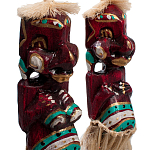 Комплект из 2-х деревянных статуэток Asmat Straw Headdress Statuettes Red Turquoise Tattoo варинант исполнения - 3 | Loft Concept в Брянске