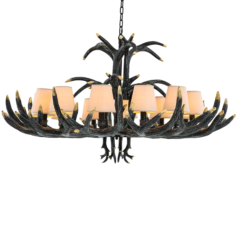 Люстра Eichholtz Chandelier Horn XL Черный Кремовый в Брянске | Loft Concept 