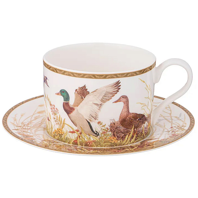 Чайная пара из фарфора с изображением собаки и уток 300 мл Hunting Porcelain Collection Белый Коричневый Мульти Чайная пара из фарфора с изображением собаки и уток 300 мл Hunting Porcelain Collection Белый Коричневый Мульти в Брянске | Loft Concept