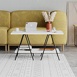 Стол журнальный с белой прямоугольной столешницей и полкой ESSEL WHITE варинант исполнения - 1 | Loft Concept в Брянске