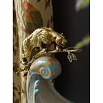 Чаша голубого цвета с оранментом и и бронзовыми фигурами леопардов Eden Garden варинант исполнения - 7 | Loft Concept в Брянске