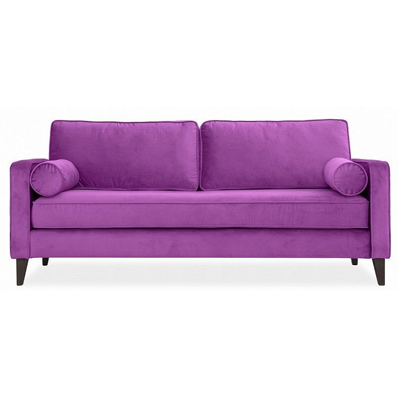 Диван бархатный с двумя подушками-валиками Simple Berry Sofa Лиловый Коричневый в Брянске | Loft Concept 