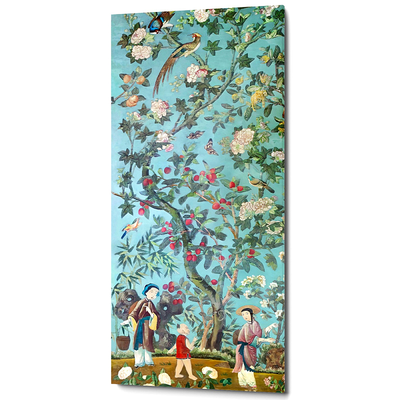 Постер на холсте в стиле шинуазри с изображением сада Chinoiserie Imperial Peach Garden Poster Бирюзовый Мульти Постер на холсте в стиле шинуазри с изображением сада Chinoiserie Imperial Peach Garden Poster Бирюзовый Мульти в Брянске | Loft Concept