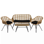 Журнальный столик с столешницей из ротанга и стекла Wicker Tabletop Under Glass варинант исполнения - 3 | Loft Concept в Брянске