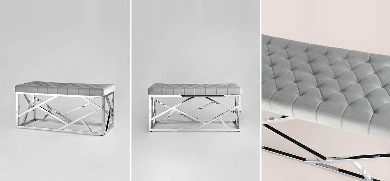 Банкетка серый велюр Geometry Serene Phoenix Банкетка серый велюр Geometry Serene Phoenix - Loft-Concept в Брянске