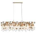 Люстра линейная с подвесками в форме монеток и золотистыми круглыми элементами из металла в виде лепестков FAIRYTREE Light варинант исполнения - 3 | Loft Concept в Брянске