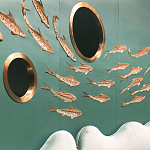 Обои с вышивкой ручной работы Deco Fish Original colourway варинант исполнения - 3 | Loft Concept в Брянске