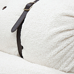 Двухместный диван без подлокотников белый с обивкой букле и ремешками из кожи Blaise Boucle Sofa варинант исполнения - 5 | Loft Concept в Брянске