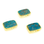 Таблетница карманная прямоугольная с 2-мя отделениями с зеркалом и накладкой из натурального камня Апатит Голубой Gold Stone Pillboxes варинант исполнения - 4 | Loft Concept в Брянске