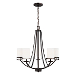 Люстра в цвете темная бронза с 5-ю белыми цилиндрическими плафонами Generation Lighting варинант исполнения - 2 | Loft Concept в Брянске