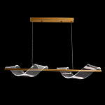 Люстра линейная золотистого цвета с двумя прозрачными волнистыми элементами Wave Line варинант исполнения - 3 | Loft Concept в Брянске