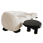 Диван Cannes трехместный с обивкой букле молочного цвета варинант исполнения - 3 | Loft Concept в Брянске