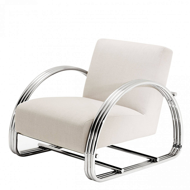 Кресло Eichholtz Chair Basque Молочный Нержавеющая сталь Кресло Eichholtz Chair Basque Молочный Нержавеющая сталь в Брянске | Loft Concept