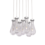 Люстра с 7-ю прозрачными плафонами из стекла в форме капли на круглом потолочном основании цвета хром Lucid Rain  варинант исполнения - 1 | Loft Concept в Брянске