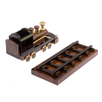 Часы настольные в виде паровоза из натурального камня Обсидиан Train Stone Clock варинант исполнения - 6 | Loft Concept в Брянске