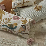 Чехол на подушку с кисточками и вышивкой птиц Ethnic mix Birds Rect варинант исполнения - 6 | Loft Concept в Брянске