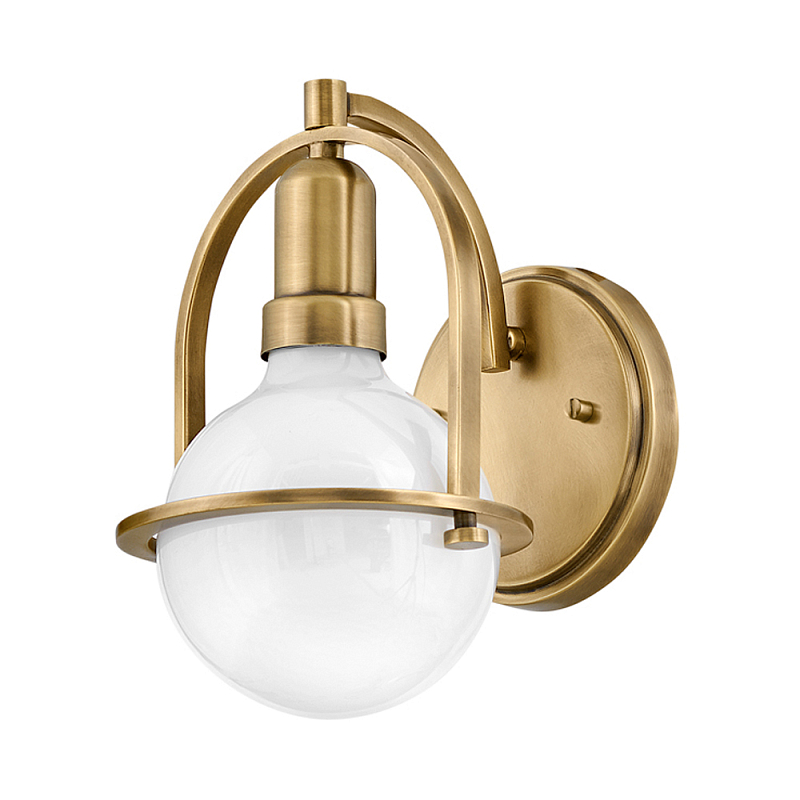 Бра с шарообразной белой лампой и декоративной рамкой Hinkley Латунь в Брянске | Loft Concept 