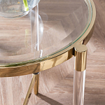 Золотой приставной столик с круглой стеклянной столешницей Weightless Table варинант исполнения - 7 | Loft Concept в Брянске