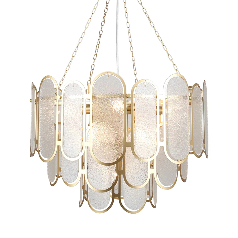 Люстра с многослойным эффектом из овальных элементов из непрозрачного стекла Conformation Латунь в Брянске | Loft Concept 