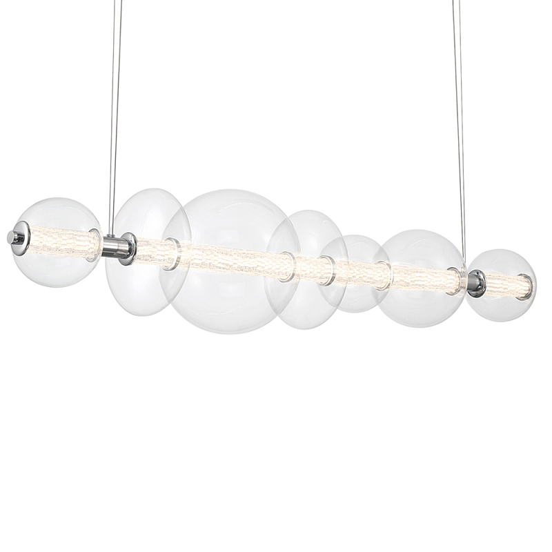 Подвесной светильник линейный с прозрачными стеклянными шарами разного диаметра Eurofase Прозрачное Стекло Золотой Хром в Брянске | Loft Concept 