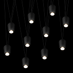 Подвесной светильник черными плафонами на длинных пересекающихся тросах Construction варинант исполнения - 10 | Loft Concept в Брянске