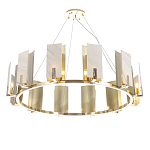 Люстра подвесная круглая с прямоугольными мраморными и золотистыми панелями на металлическом каркасе Диаметр 118 см Marble square Chandelier варинант исполнения - 3 | Loft Concept в Брянске