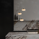 Подвесной светильник с плафоном в виде эллипса из белого алебастра Cryptocrystalline Stone варинант исполнения - 6 | Loft Concept в Брянске