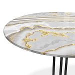 Стол журнальный с круглой столешницей из стекла Gray and Gold Marble варинант исполнения - 3 | Loft Concept в Брянске