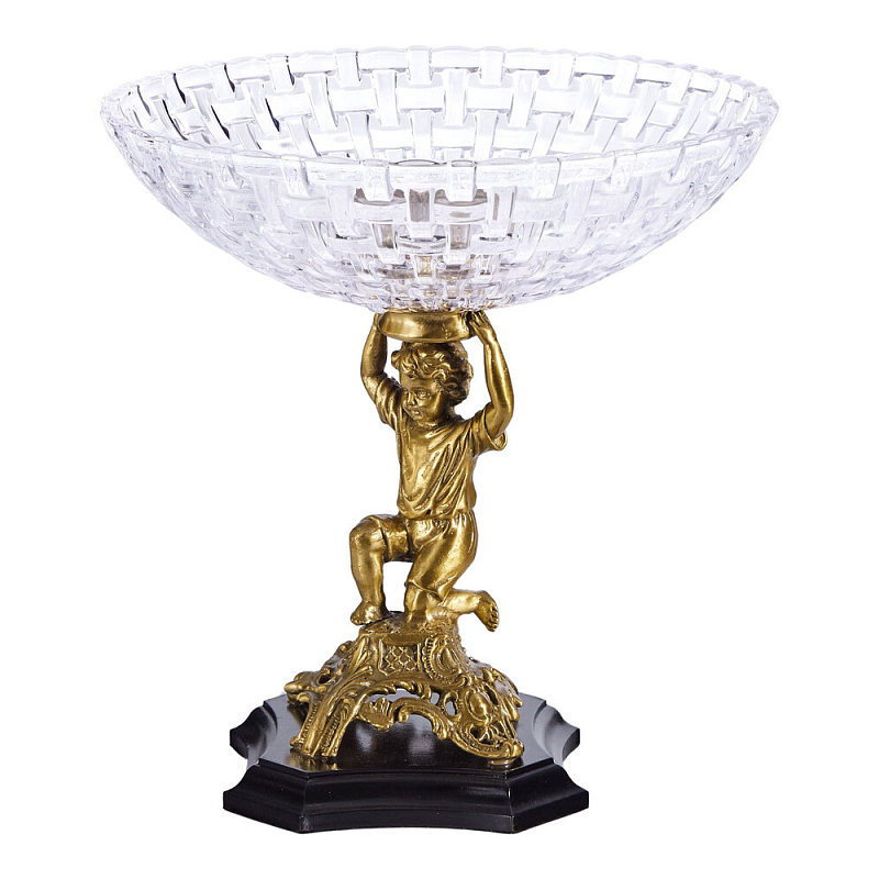 Чаша для фруктов с подножием в виде ангела Eden Garden Бронза Прозрачный в Брянске | Loft Concept 