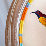 Стул бежевый в разноцветную полоску из натурального бука с изображением птиц и цветов Blooming Red Birds Colorful Stripes Chair варинант исполнения - 5 | Loft Concept в Брянске