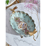 Чаша из голубого фарфора на бронзовых ножках с рисунком цветов и фигурками стрекоз Blue Garden варинант исполнения - 4 | Loft Concept в Брянске