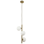 Подвесной светильник с 3-мя сферическими плафонами из матового стекла Pearls Suspension Brass Tube Hanging Lamp варинант исполнения - 2 | Loft Concept в Брянске