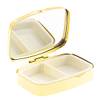 Таблетница карманная прямоугольная с 2-мя отделениями с зеркалом и накладкой из натурального камня Малахит Gold Stone Pillboxes варинант исполнения - 2 | Loft Concept в Брянске