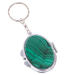 Зеркало брелок карманное двухстороннее из натурального камня Малахит Stone Mirrors варинант исполнения - 1 | Loft Concept в Брянске