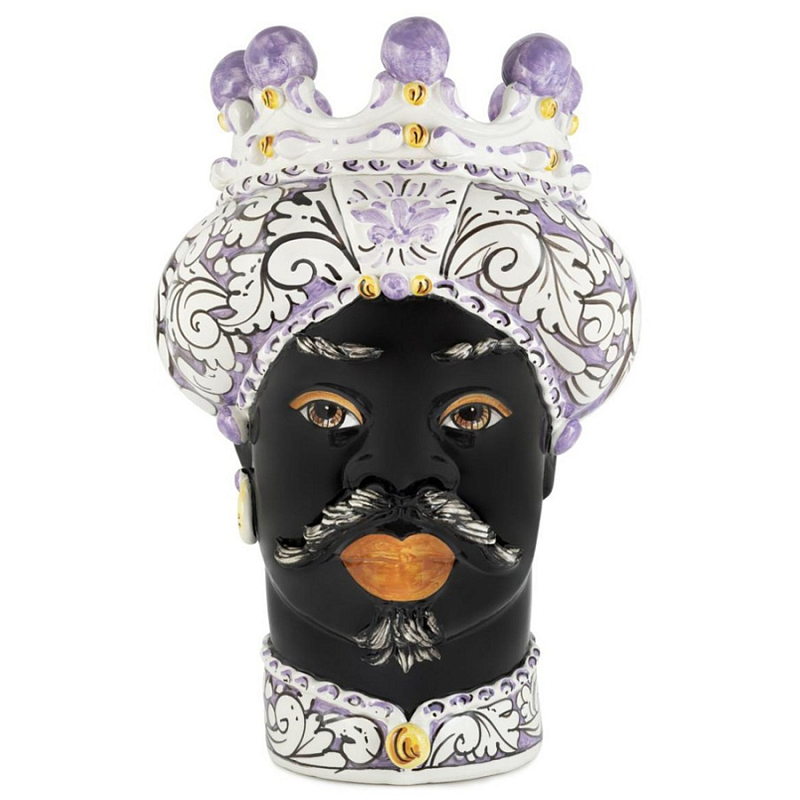 Ваза Vase Moro Man Ornate Violet Черный Фиолетовый Белый Ваза Vase Moro Man Ornate Violet Черный Фиолетовый Белый в Брянске | Loft Concept