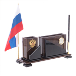 Настольный письменный набор с часами из природного камня обсидиана For the Deputy варинант исполнения - 2 | Loft Concept в Брянске