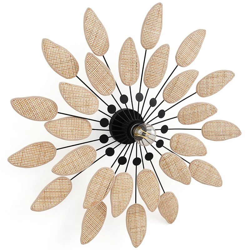 Настенный светильник с плетеным декором Wicker Leaves Wall Lamp Бежевый Черный Настенный светильник с плетеным декором Wicker Leaves Wall Lamp Бежевый Черный в Брянске | Loft Concept